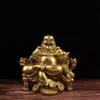 Adornos de Buda Maitreya de Latón Buda Sonriente Panzudo Sentado Loto Bolsas Buda Yuanbao Buda Silla Dragón Sentado Buda Dinero Adornos Buda