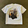 Camiseta de algodón de manga corta con cuello redondo y estampado retro clásico