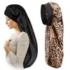 Nuevo Turbante de Seda Sombrero Amazon Transfronterizo Estampado Satén Elástico Ala Ancha Gorro de Dormir Salón de Belleza Impermeable Gorro de Ducha