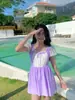 Traje de baño para niñas, niños mayores, ropa de baño para estudiantes, poliéster, estilo fresco, traje de baño deportivo, traje de baño de dos piezas para niñas, profesional, para aguas termales