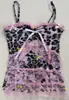 Moda Verão 2025 Sexy Menina Quente Estampa de Leopardo Laço Renda Suspensório Slim Aparência Emagrecedora Camisola