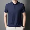 Camisa Polo de Seda de Hielo Sin Costuras de Alta Gama Talla Grande para Hombre Multicolor Tendencia Verano 2025 Marca Polo con Cuello Camisero Manga Corta de Negocios para Hombre