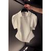 Top Súper Trendy Reductor de Edad 2026, Nuevo Estilo Chino, Único y Hermoso con Mangas Abullonadas Abotonadas, Camiseta Polo de Corte Ceñido para Mujer