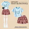 Moda Retro de Verano para Niñas Falda de Pastel a Cuadros Top de Personalidad Dulce Conjunto de Moda Tendencia