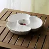 Plato de Cerámica Estilo Europeo con Perlas y Artesanía, Adecuado para Hoteles, Clubes y Uso Doméstico, Té de la Tarde y Platos Gourmet, con Pequeñas Imperfecciones en la Presentación