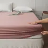 Lençol de Elástico Cor Sólida Luxo Leve de Alta Qualidade Estilo Hotel Algodão de Fibra Longa Peça Única Cobertura de Cama de Cetim 100% Algodão para Dormir Diretamente no Colchão