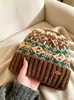 Gorro de Invierno con Capucha para Mujer para Personas de Mediana Edad y Mayores, Gorro de Punto de Terciopelo Plus para Mamá con Calentador de Cuello para Ciclismo, Gorro de Punto Cálido y a Prueba de Viento
