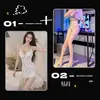 Lencería Sexy Private Moon, Deseo Puro, Estilo Abstinencia, Encaje Floral Pequeño Sofocante Empalmado, Tirantes de Corte Bajo, Camisón Sexy que Cubre la Cadera