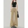 Jeans Feminino Wide Leg, Levemente Flare, Cintura Baixa, Corte Reto, Não Apertado nas Pernas, Calça Flare para Mulheres Baixas, Calça Emagrecedora, Estilo Primavera Feminino