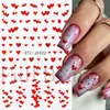 Adesivos de Unhas Artísticas Novos Transfronteiriços Dia dos Namorados Coração Vermelho Romântico Inglês Branco Linha Francesa Adesivos de Unhas Adesivos