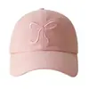 Gorra Rosa con Lazo para Mujer, Linda Gorra de Béisbol Coreana, Nueva Gorra de Visera Suave, Gorra Pequeña Protectora del Sol que Muestra la Cara