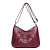 Bolso de Madre de Cuero Lavado Vintage, Bolso Multicapa de Gran Capacidad para Mujeres de Mediana Edad y Mayores, Modelo Nuevo 2026 Bolso Cuadrado Pequeño de Hombro Cruzado