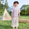 Conjunto de Manga Corta Jingqi para Bebé Algodón Puro Niños y Niñas Ropa de Verano para Bebés Pantalones Largos Traje Separado de Verano Delgado para Niños para Salir
