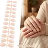 Adesivos de Nail Art de Comércio Exterior Mais Vendidos, Cor Nude Transparente, Cor Sólida, 24 Peças, Tamanhos Variados, Pontas de Nail Art Usáveis, Atacado