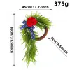 Nuevo producto transfronterizo de Amazon: Corona del Día de la Independencia de Estados Unidos con hortensias, rosas, guirnalda floral roja, blanca y azul, adorno colgante decorativo