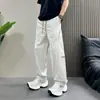 Calças Harem Retas de Perna Larga Finas Tendência Verão 2026 Estilo Coreano Swag Soltas Casuais Longas para Jovens Homens