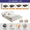 Cama de dormitorio estilo crema abrazando tela de algodón y lino cama dormitorio principal cama de boda cama tapizada suave cama con respaldo suave doble cama grande