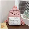 Bolsa de Lona Linda Japonesa Mochila con Bordado de Dibujos Animados Mochila de Gran Capacidad Mochila de Gatito Estudiantes de Secundaria y Preparatoria Bolsa Escolar
