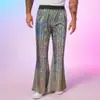 Pantalones de pierna ancha coloridos con patrón de cocodrilo y lentejuelas para hombre, estilo europeo y americano, de cruce de fronteras, modernos para discoteca, hip-hop, casual