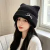 Chapéu de Gato Estilo Coreano Fofo Chapéu de Lã para Mulheres Outono Inverno Chapéu Frio Proteção Térmica para Orelhas Chapéu de Tricô Faz o Rosto Parecer Menor Versátil Estudante