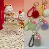 Oro Puro 999 Colgante de Oro de Rollo de Canela Serie Sanrio Oso de Fresa Cordón de Pompón Tienda de Oro Atractor de Tráfico Regalo
