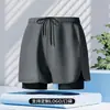 Calção de natação masculino adulto para corrida, camada dupla, anti-constrangimento, corte solto, tamanho grande, calção para fontes termais, atacado, sem poliéster