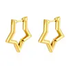 Brincos de Aço Inoxidável Estrela de Cinco Pontas Moda Transfronteiriça Brinco de Argola Geométrico Simples Tendência Feminina Brincos Banhados em Aço Inoxidável 18K
