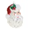 Enfeites de Vidro com Rosto de Papai Noel Decorações de Natal de Vidro Enfeites Festivos para Árvore de Natal Artesanato em Vidro
