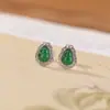 Brincos de Prata S925 Puro Banhados a Ouro Yilu com Pedra de Jade em Forma de Cabaça e Padrão Retrô, Versáteis no Novo Estilo Chinês