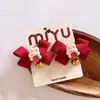 Pasador de Gato Lindo Relleno Pasador Rojo de Lazo Navideño Pinza Dulce para Flequillo Pinza Lateral Otoño e Invierno Accesorios para el Cabello