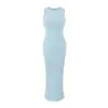 Vestido de Tirantes sin Mangas Kardashian Skims Verano Cuello Redondo Estilo Francés Bodycon Sexy Costillado Adelgazante Vestido Largo