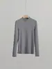 Camiseta Base de Punto de Lana Tencel de Cuello Alto Medio Personalizada Otoño/Invierno 2026 para Mujer, Tejido de Punto Ajustado, Stock de Fábrica, Soporta Etiquetado Privado