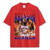Camiseta Manga Curta Estampada Brunson JB Retro Americana Tendência Transfronteiriça Lavada Velha Manga Longa Solta Moletom com Capuz para Homens