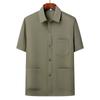 Traje de verano de manga corta para hombres de mediana edad y ancianos, cárdigan superior para hombres de mediana edad, camisa para padre, traje tipo túnica para personas mayores