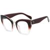 Montura de Gafas Ojo de Gato Europeas y Americanas a la Moda Trendy Asimétricas Elegantes Ins Gafas de Espejo Plano para Mujer Gafas Cruzadas Anti Luz Azul 395