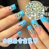 Lote de Nueva Joyería para Uñas de Aleación China Diamante Azul Aqua Cuadrado Gordo Gotas de Agua Xi Fei Zhen Huan Mismo Palacio Armadura con Diamante