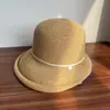 Sombrero de Pescador Estilo Hepburn con Línea de Color Contrastante Borde Enrollado para Mujer Verano Versátil Casual Sombrilla Sombrero de Paja Protección Solar Exterior Sombrero Cubeta Moderno