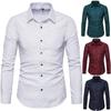 Camisa de manga larga estampada y ajustada para hombre (Amazon 2020), nueva, de talla grande, informal, a la moda, básica