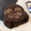 Gorro de tricô quente estilo japonês feminino outono e inverno versátil moda tricotada circunferência da cabeça grande chapéu slouchy mostra rosto pequenoins