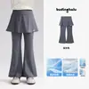 Pantalones Ropa Infantil Pudding Haru 2026 Verano Nuevo Estilo Pantalones Acampanados Deportivos Ajustados para Niñas con Diseño de Solapa Trasera Integrada