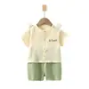 Conjunto de Gasa para Bebé, Ropa de Casa para Bebé, Conjunto de Top de Manga Corta de Doble Capa de Algodón Puro y Shorts, Ropa de Verano con Aire Acondicionado para Niños y Niñas