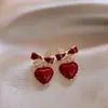 Pendientes de lazo rojo amor para mujer, pendientes de lujo ligero de alta calidad con diseño de nicho, pendientes populares nuevos 2023