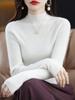 Suéter de lana 100% para mujer, cuello alto, otoño e invierno, primera línea, real, ajustado, manga larga, jersey de punto rojo básico.