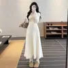 Vestido de Punto Negro de Manga Larga para Mujer, Estilo Maduro y Sencillo, Otoño/Invierno, Ceñido a la Cintura, Adelgazante, Elegante, Falda Larga