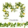 Plantas Simuladas Transfronterizas Rattan de Limón Plantas Verdes Árboles Falsos Adornos de Pie para Sala de Estar Árboles Simulados Decorativos Enredaderas de Fruta de Limón