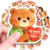 Conjunto Nuevo Transfronterizo de 50 Pegatinas de Animales Súper Lindas Sosteniendo Notas en Forma de Corazón, Pegatinas Decorativas Adorables y Divertidas para Diarios y Sobres