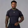 GYMSHARK Camiseta Deportiva Casual de Manga Corta para Hombre Estilo Americano para Correr, Entrenamiento, Fitness, Secado Rápido, Elástica, Transpirable, Ropa de Fitness