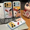 Capa Shin-chan Gato Abraça-Rosto Aplicável ao Apple 17promax Cobertura Total À Prova de Queda Sensação de Pele Simples iPhone15 Capa Corning