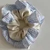 Estilo Coreano Pinza Azul Simple Traje Rayas Cuadrado Cuadrado Anillo para el Cabello Intestino Grueso Grande Accesorios para el Cabello de Mujer Estilo Perezoso de Gama Alta Extragrande