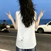 Chaleco Deportivo Simple Estilo Coreano Copo de Nieve Camiseta de Algodón Puro para Hombres y Mujeres Verano Moderno Estampado de Letras Sin Mangas Tops para Parejas